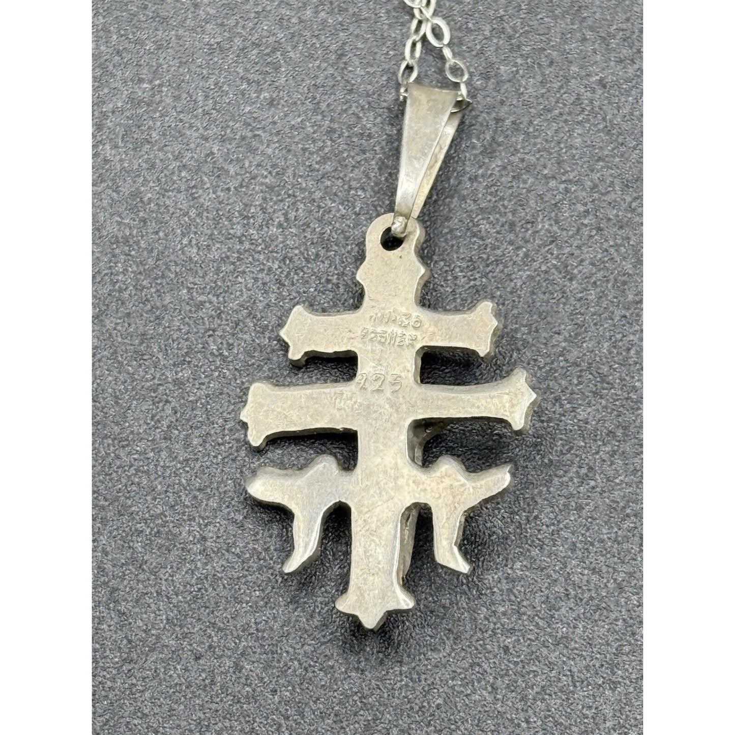 Vintage 18” Sterling Silver Spanish Cross At Caravaca Pendant Necklace M27