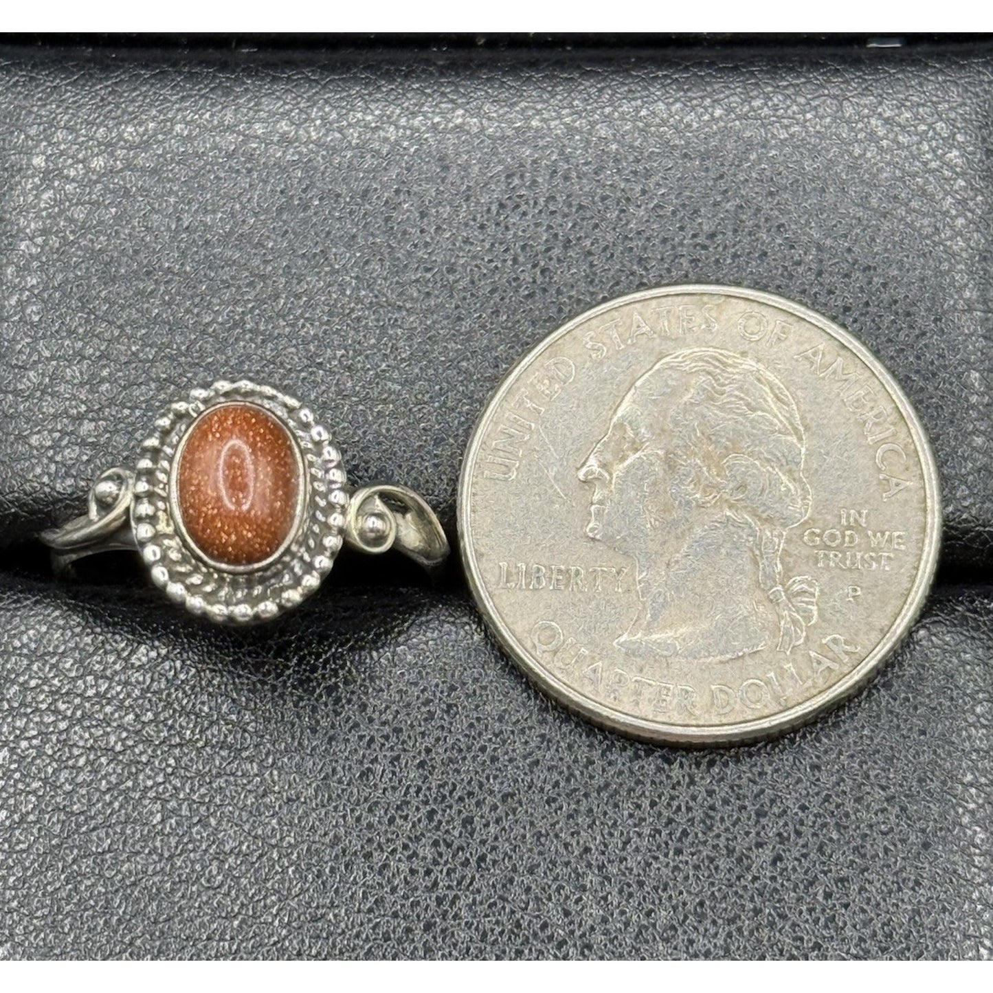 New Condition Sterling Silver Genuine Goldstone Ring Size 8.00 925 P20