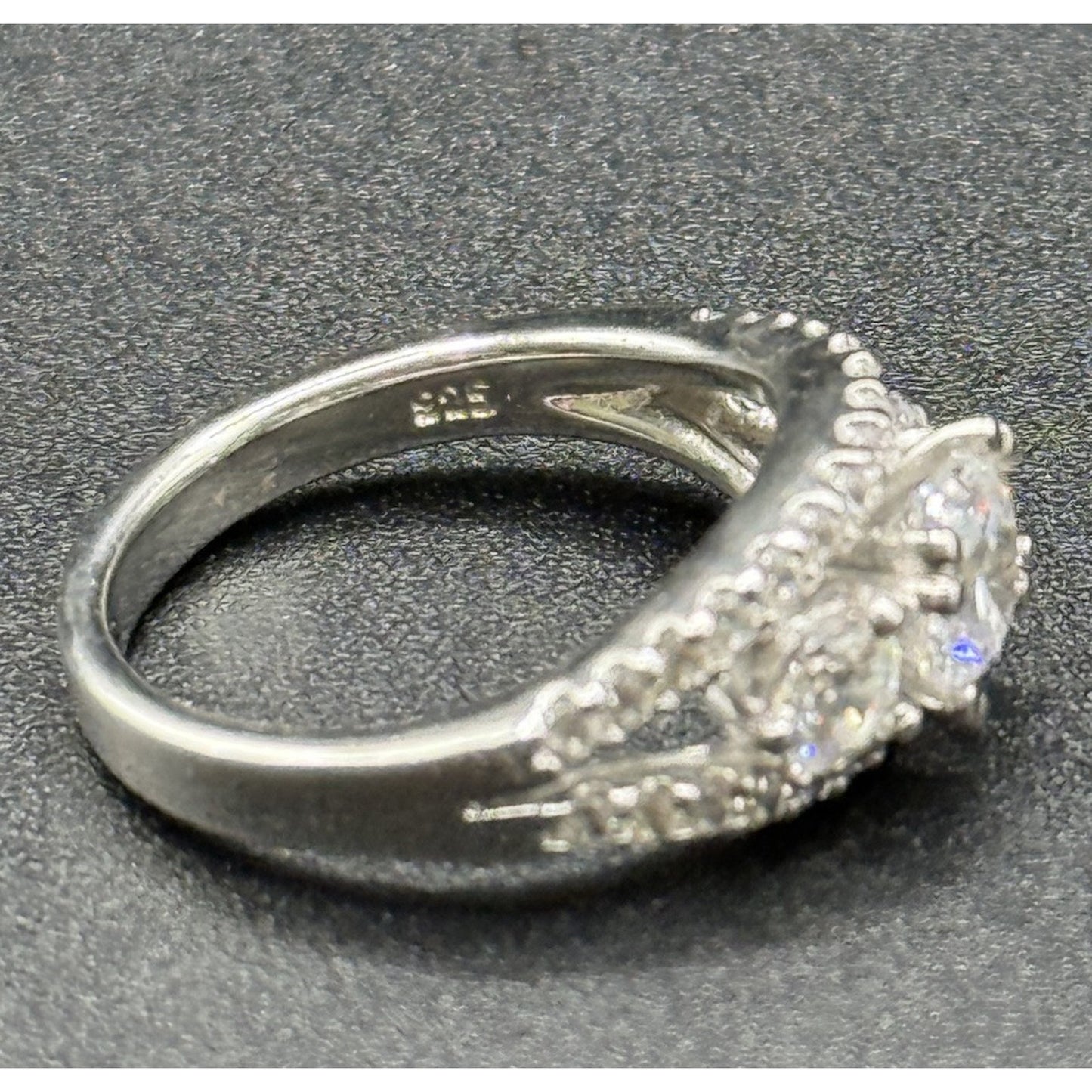 EUC Sterling Silver Cubic Zirconia Engagement Ring Size 5.75 925 N28