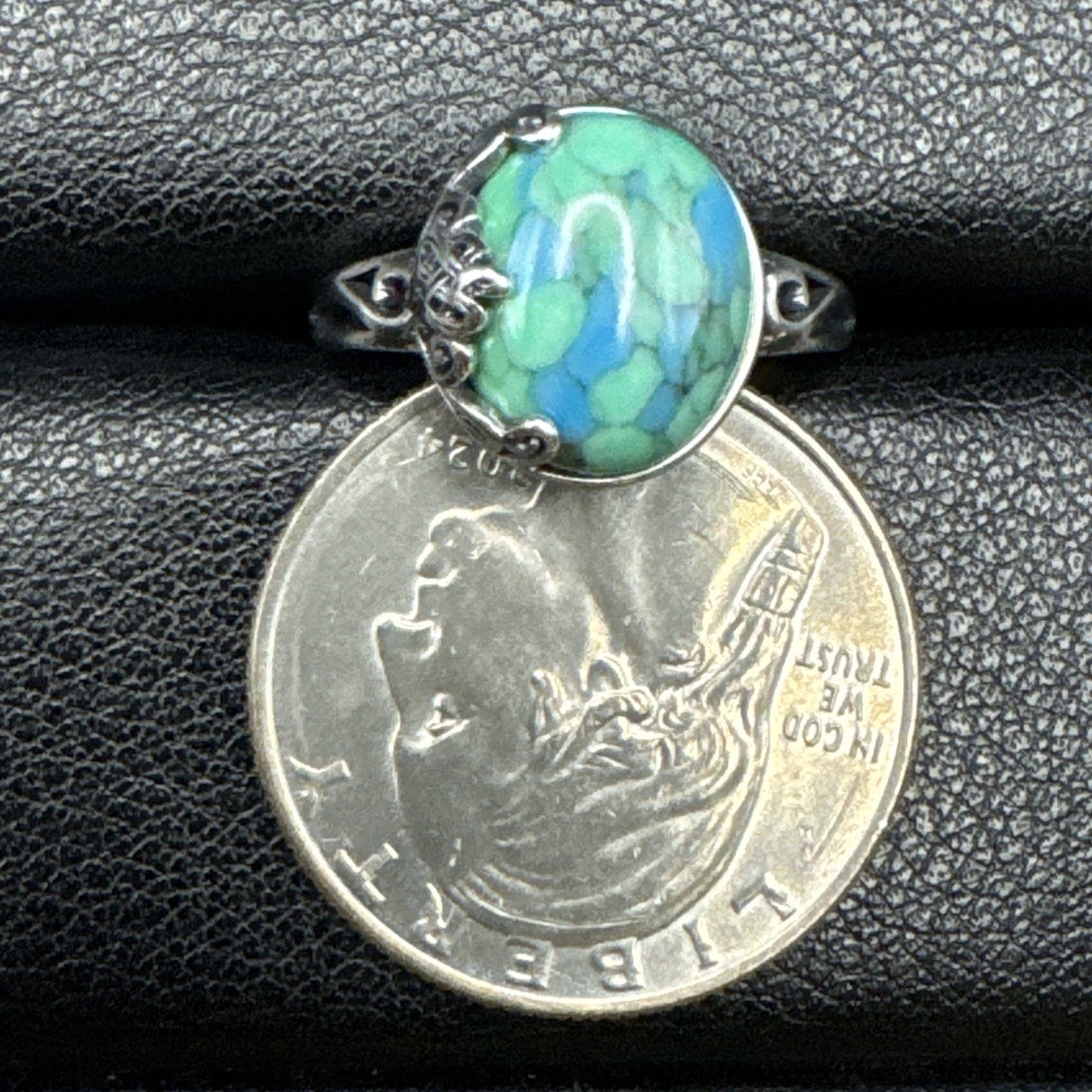 New Condition Sterling Silver Genuine Turquoise Ring Size 7