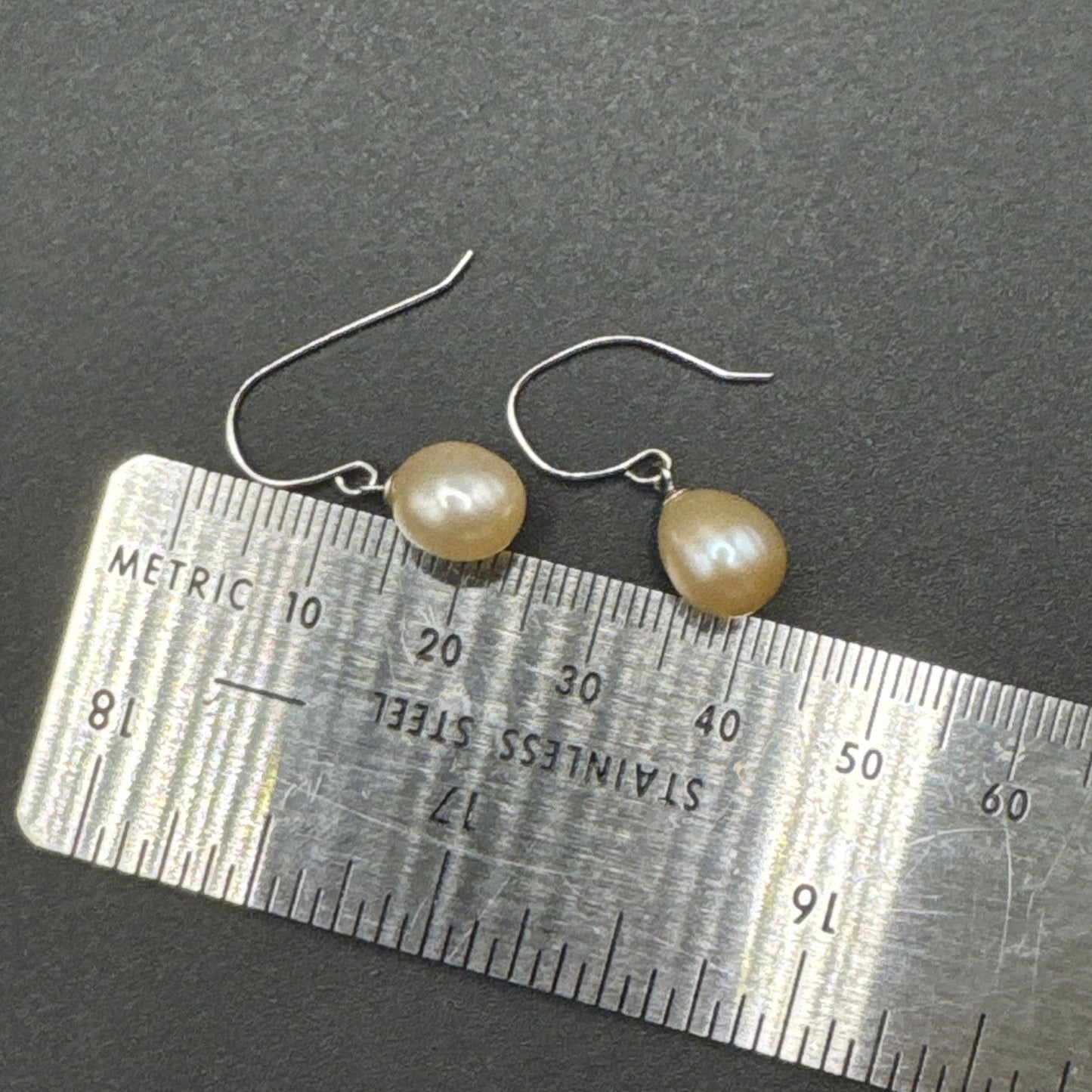 Sterling Silver Genuine Pearl Dangle Earrings 925 U1