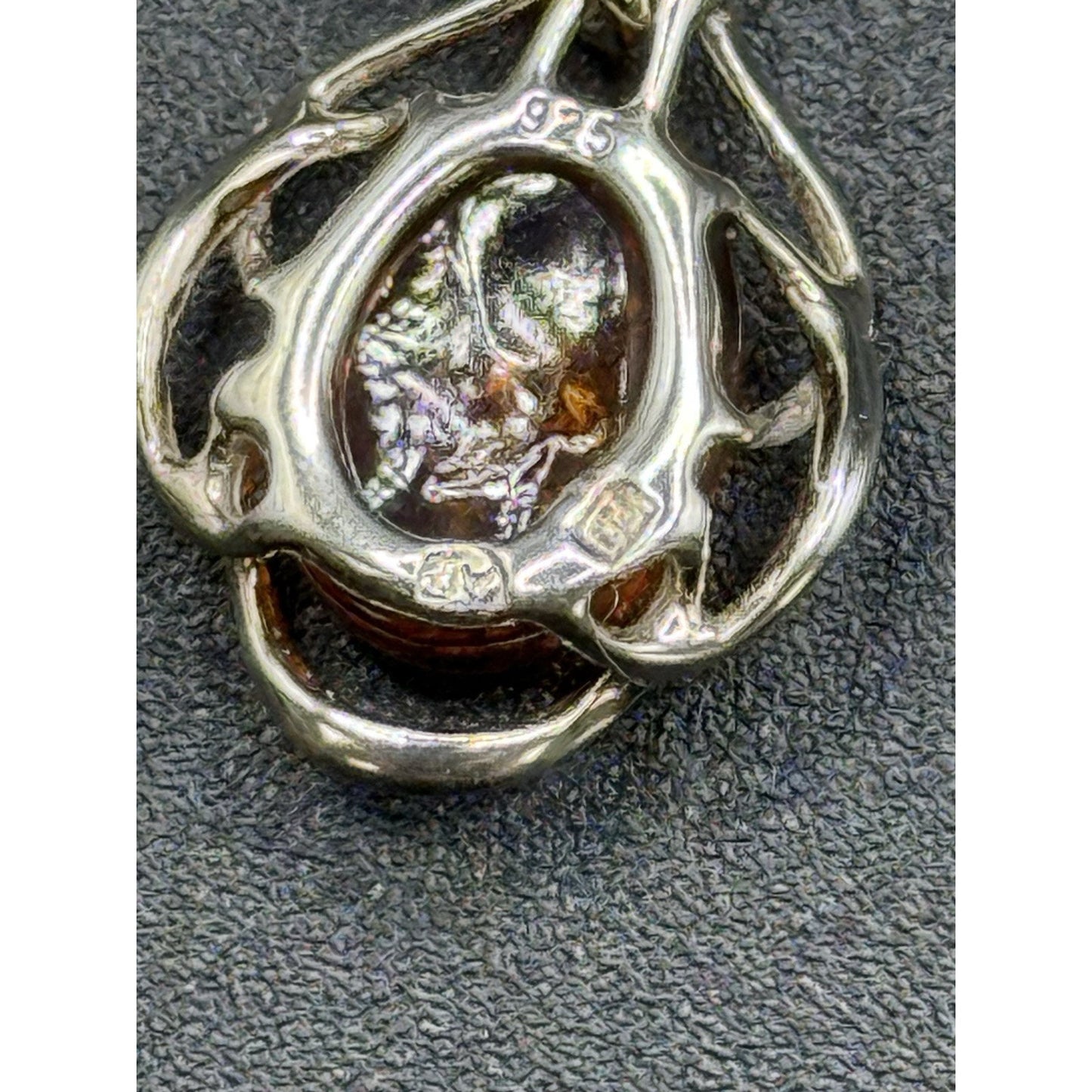 Excellent Used Condition Sterling Silver Amber Dangle Earrings 925 N17