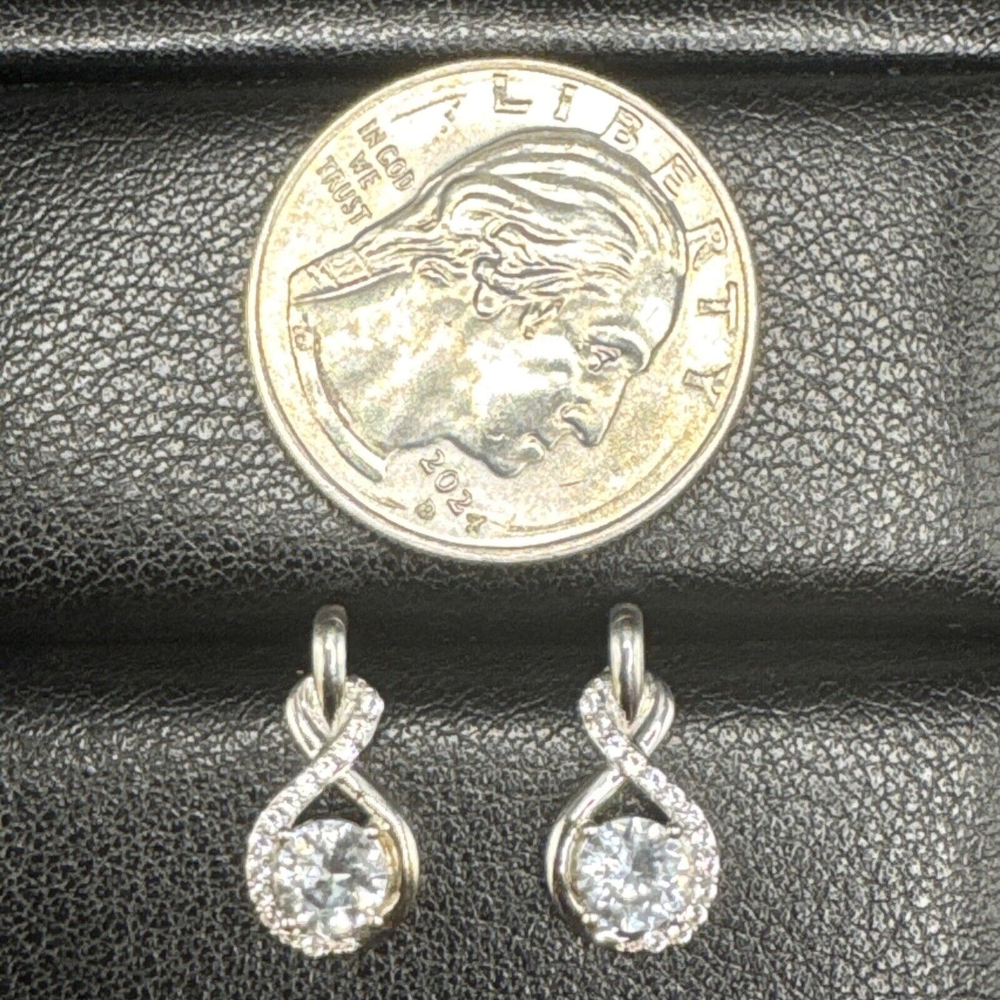 New Condition Sterling Silver White Sapphire Drop Earrings 925