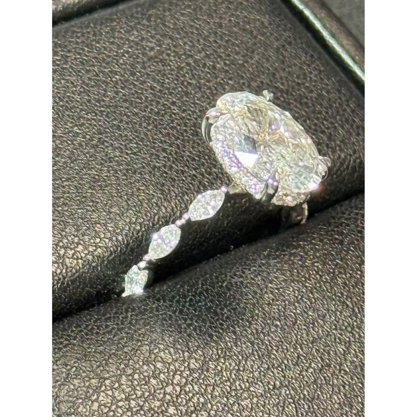 14k White Gold 3.10 Carat Oval Lab Grown Diamond Ring E Color VS1 Clarity IGI