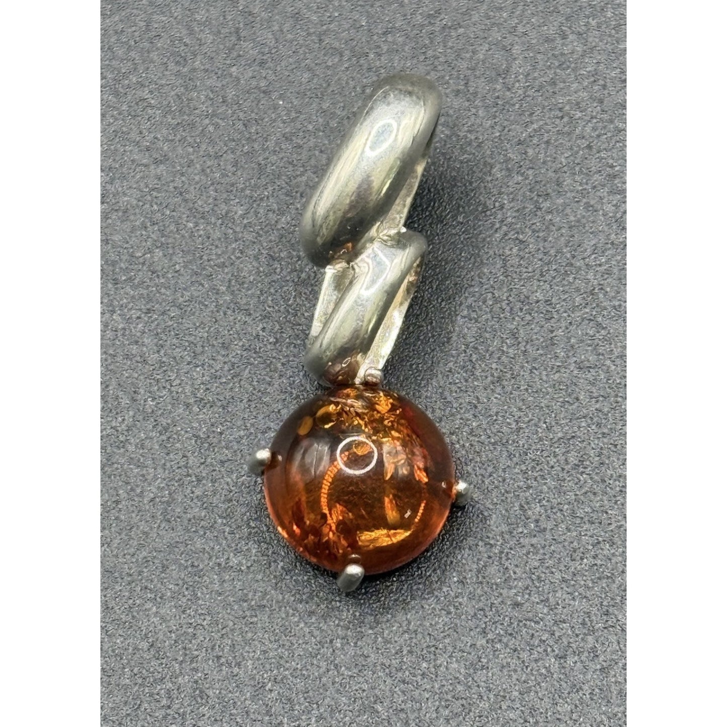 Modernist Sterling Silver Amber Pendant 925 N28