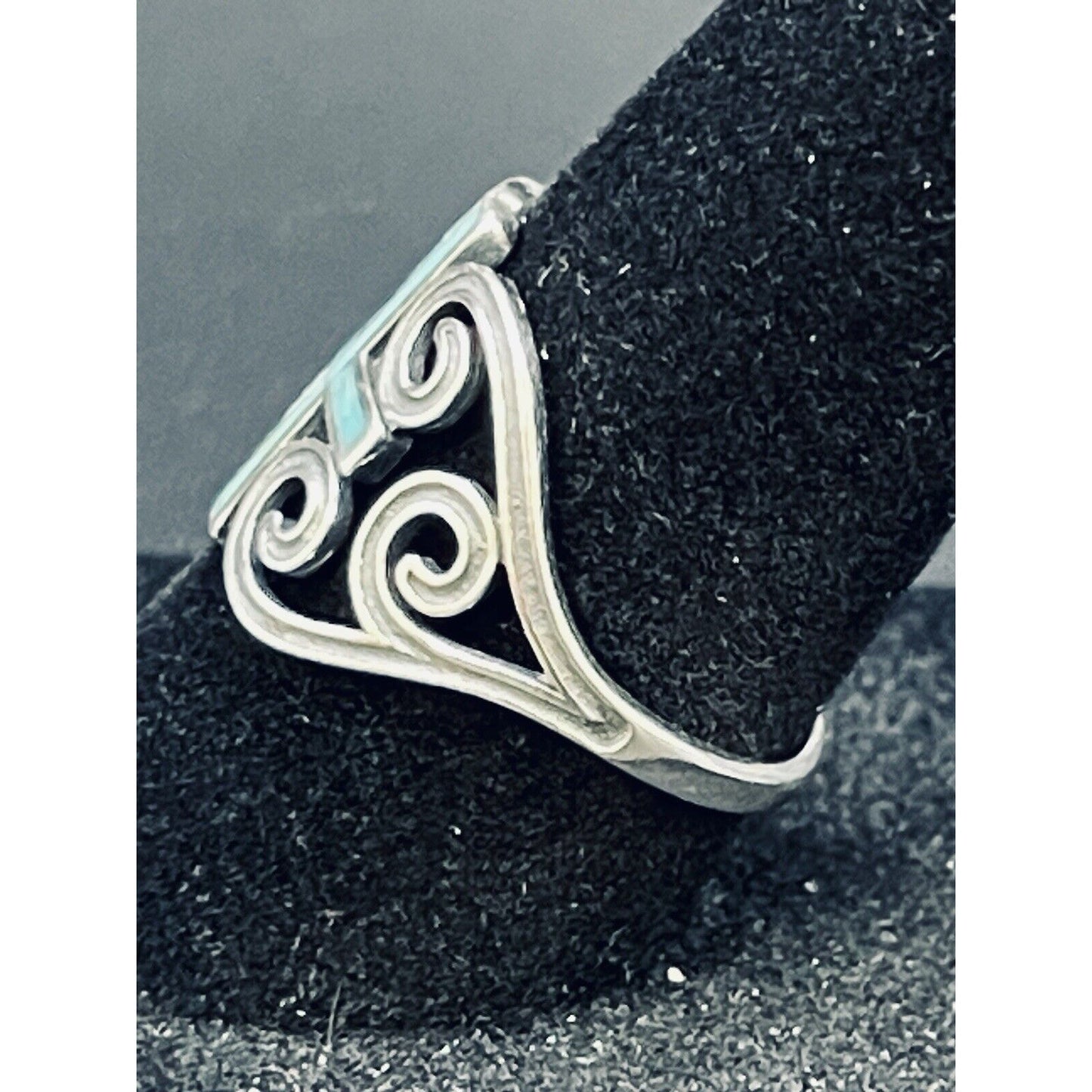 New Condition Sterling Silver Turquoise Cross 14MM Ring Size 6.75