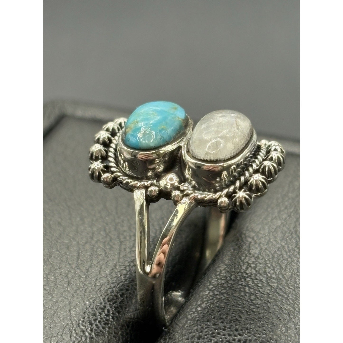 New Condition Sterling Silver Moonstone Turquoise Ring Size 10 925