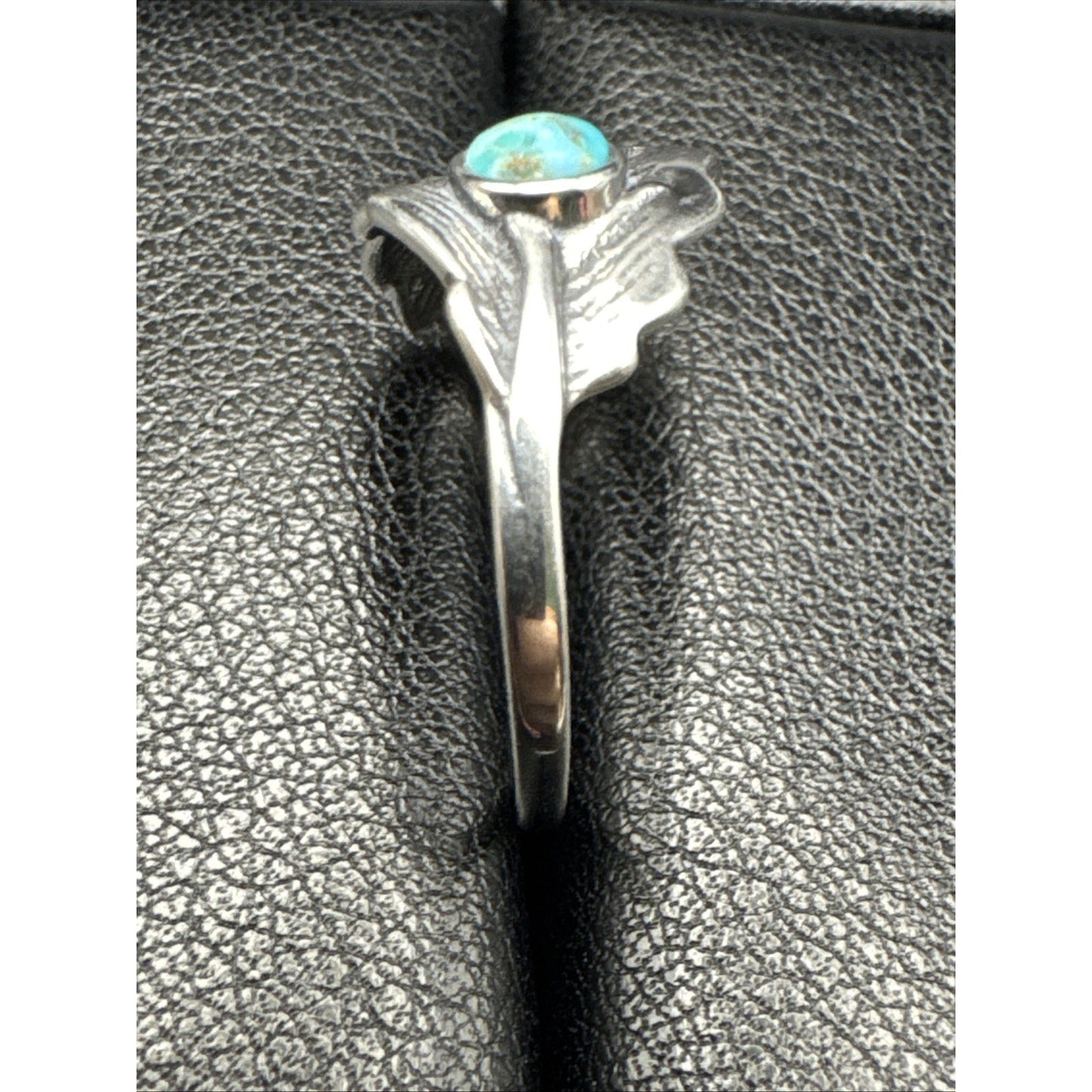 New Condition Sterling Silver Genuine Turquoise Leaf Ring Size 7