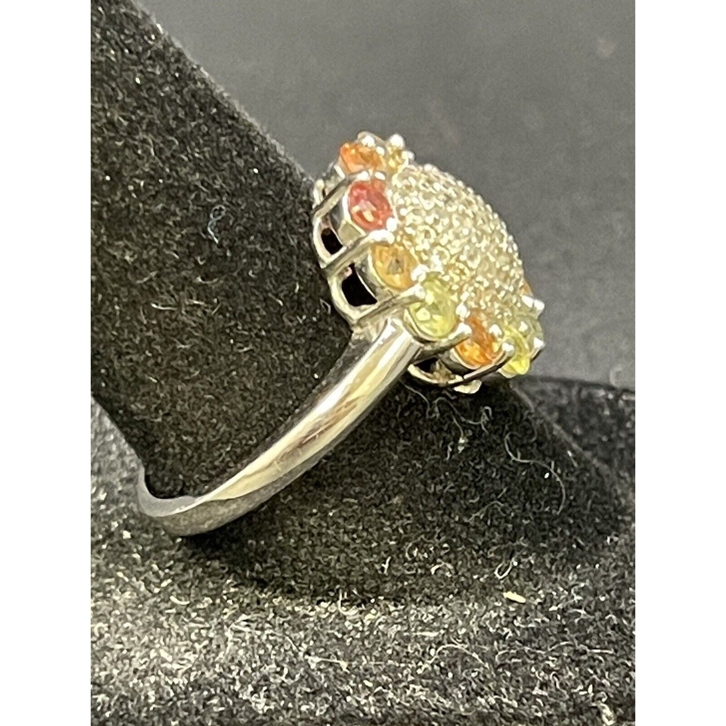 Sterling Silver Genuine Gemstone Ring Size 7.75 925 K18