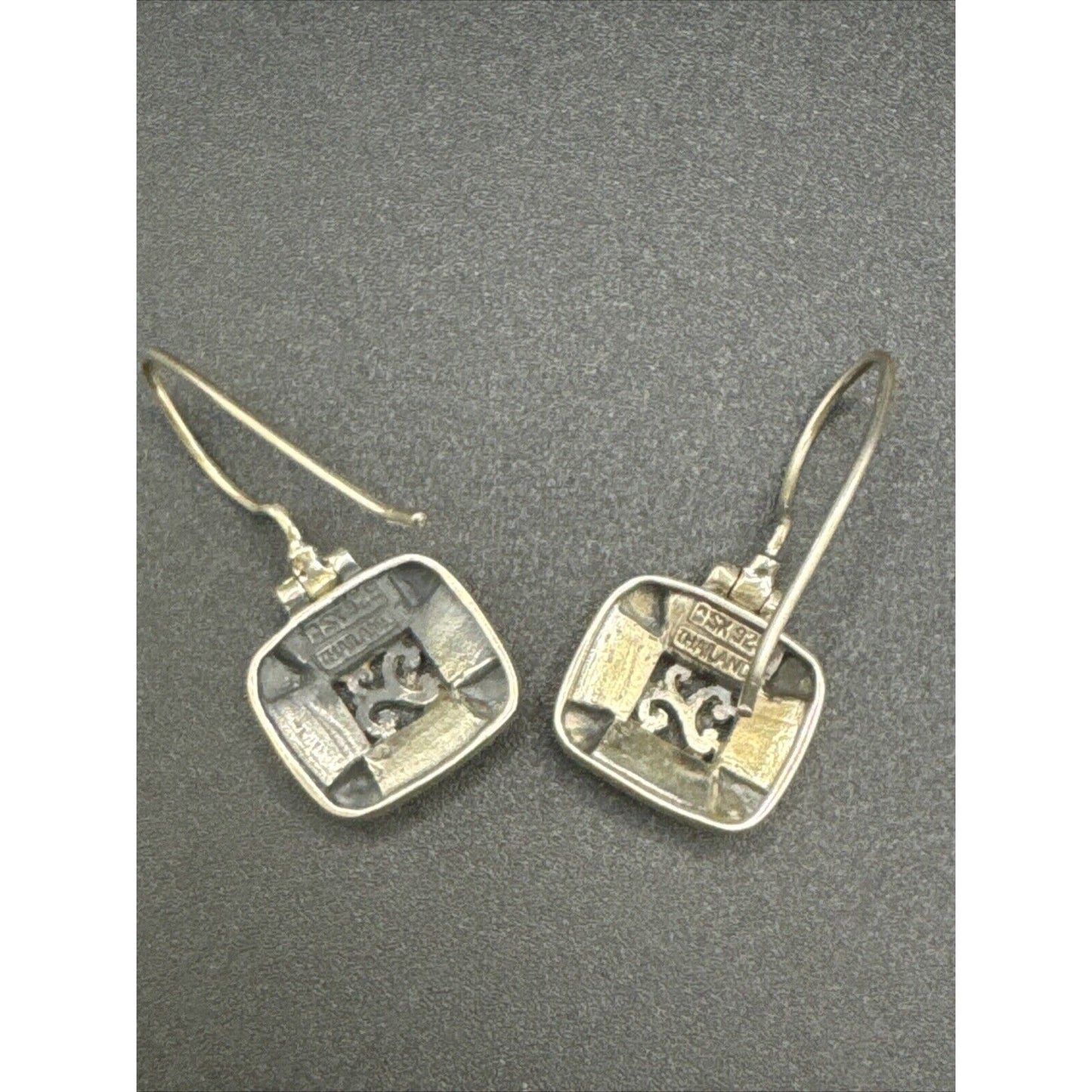 Vintage Sterling Silver Multi Gemstone Dangle Earrings 925 H6