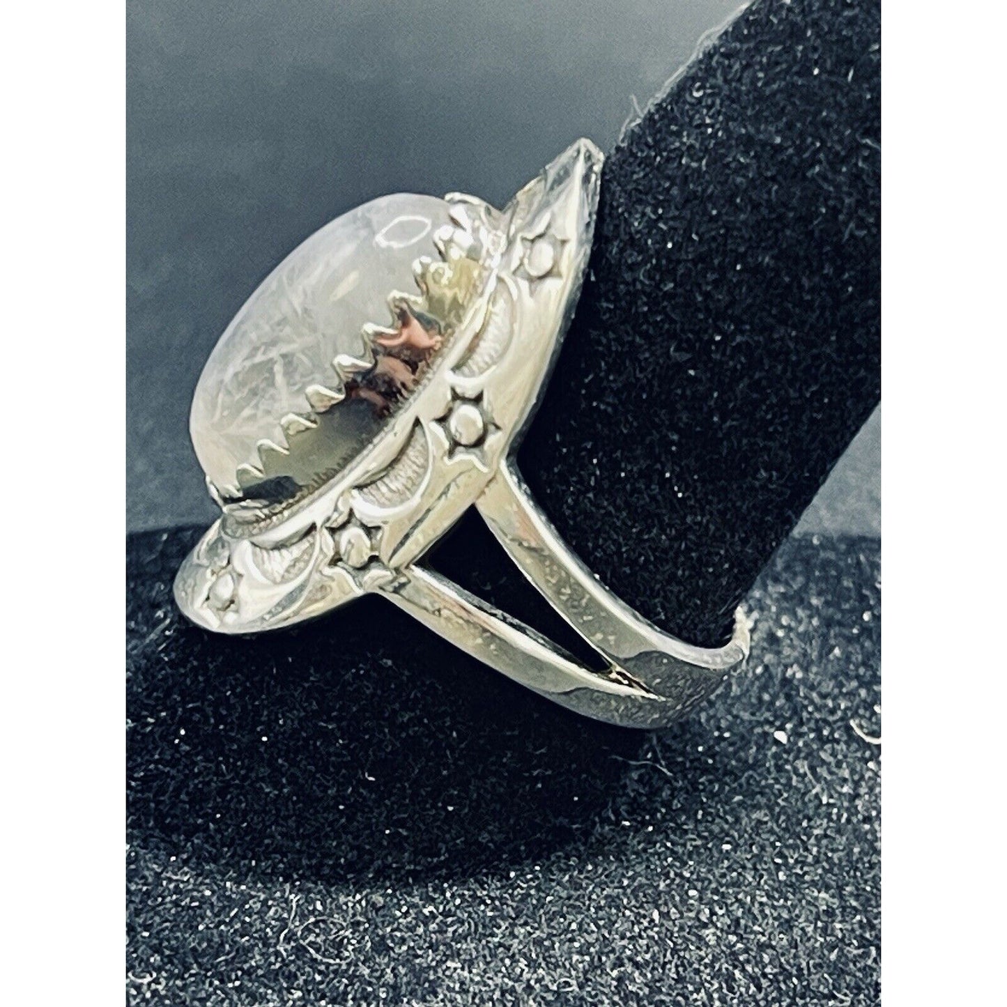 New Condition Sterling Silver Moonstone Ring Size 7.00 Sun Moon