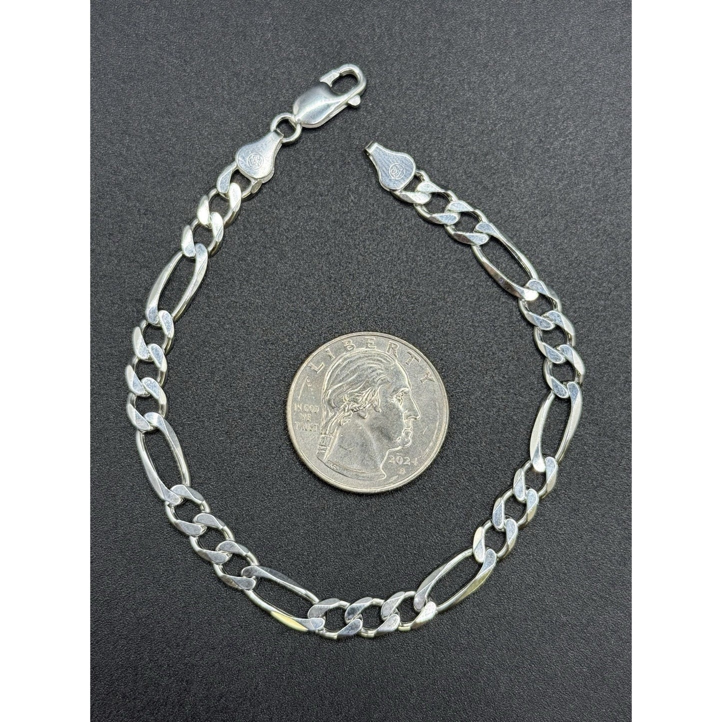 8” New Condition Sterling Silver Figaro Bracelet 6MM 8 Grams P3