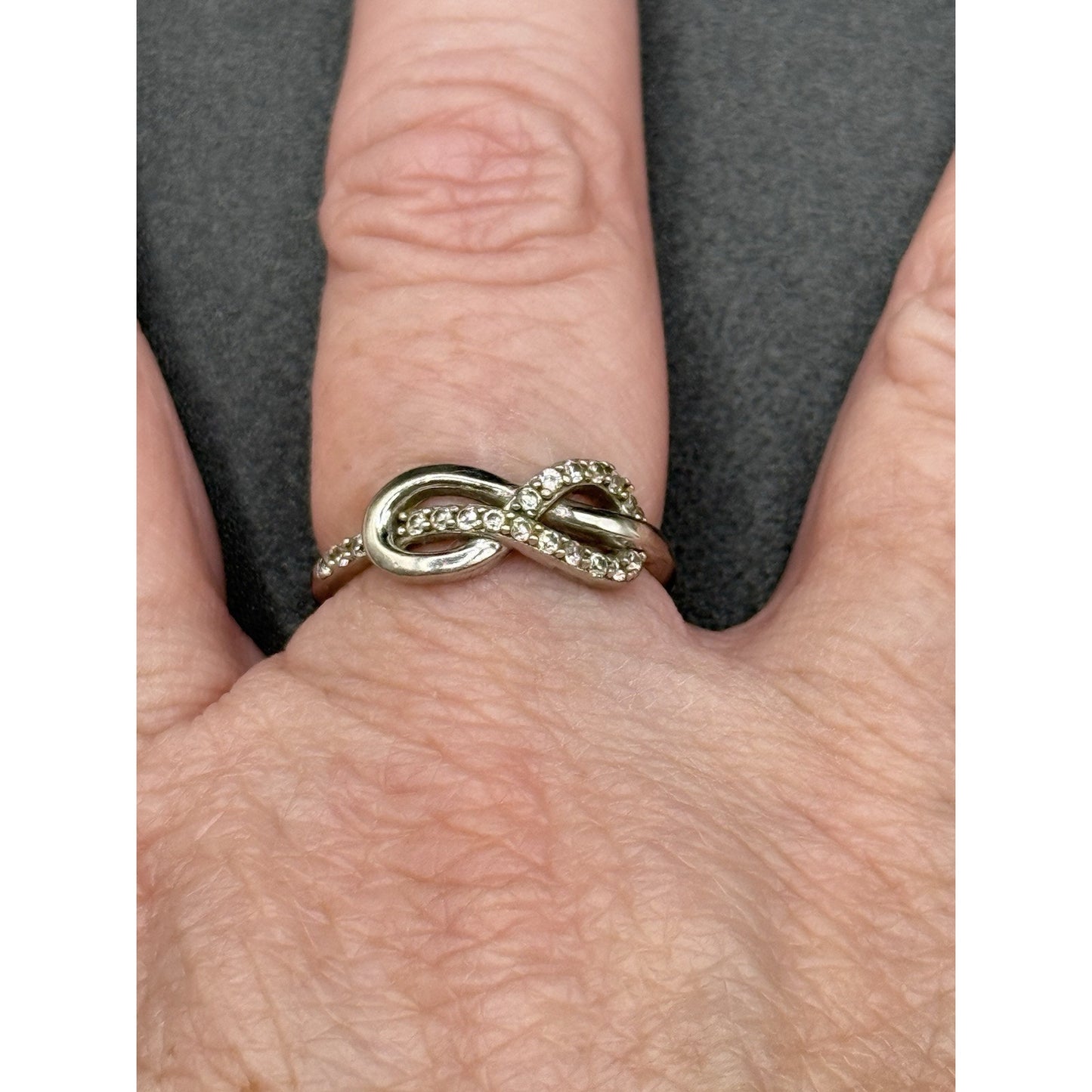 Vintage Sterling Silver Cubic Zirconia Infinity Ring Size 7.75 P6