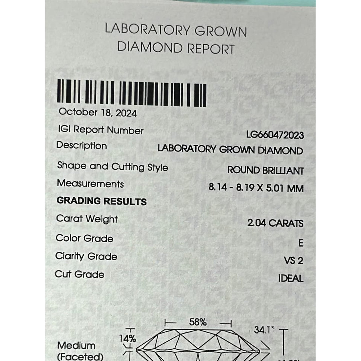 4.08 Total Weight 14k White Gold Lab Grown Round Brilliant Diamond Studs E Color VS Clarity IGI