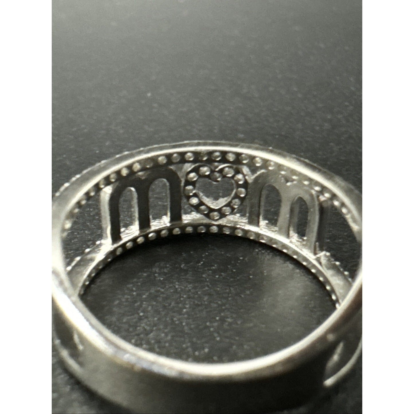 New Condition Sterling Silver CZ MOM Ring 925 Size 7