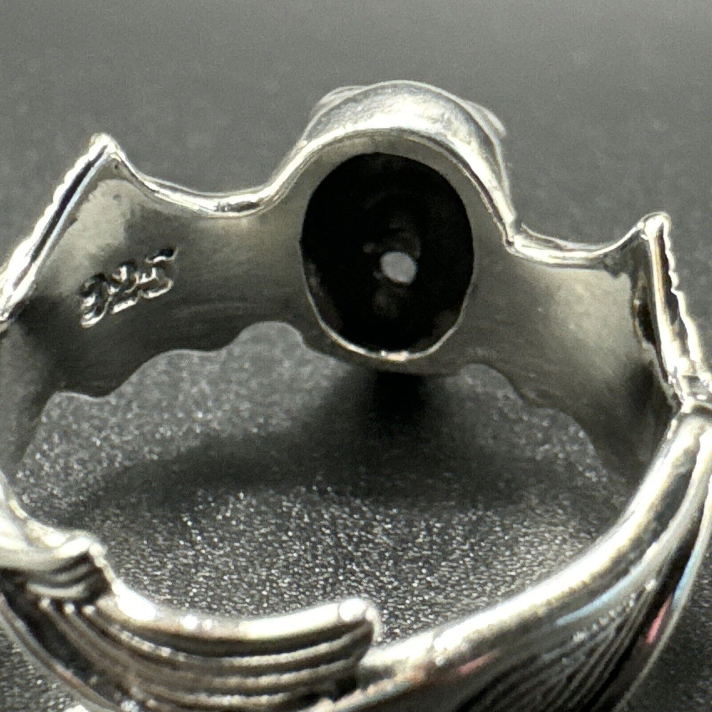 EUC Sterling Silver Screaming Vampire Bat Wings Skull Ring Size 8.50