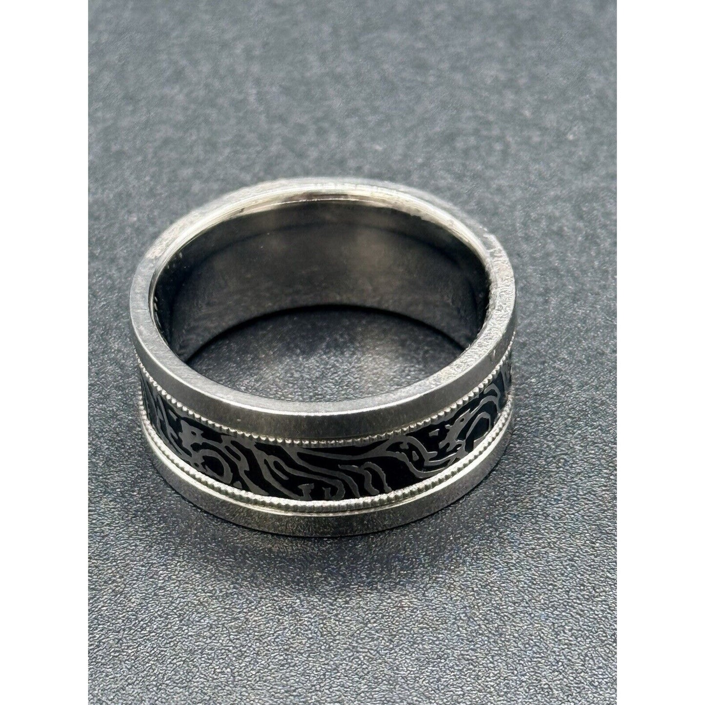 10MM Titanium Textured Inlay Wedding Band Size 10.00 M10