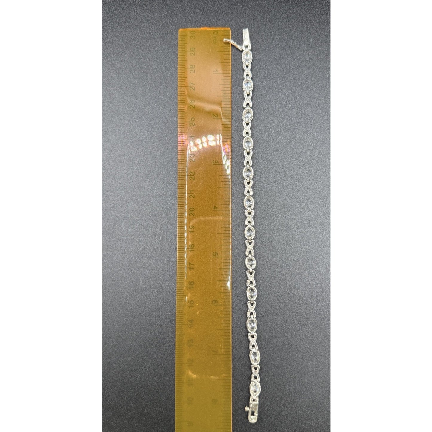 8” Sterling Silver Cubic Zirconia Bracelet Tennis 12 Grams P6