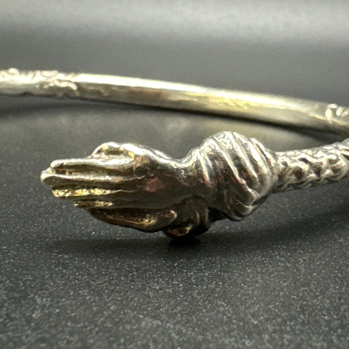 Handmade Sterling Silver 8” Prayer Hands Cuff Bracelet 2.75” Open 37 Grams F25