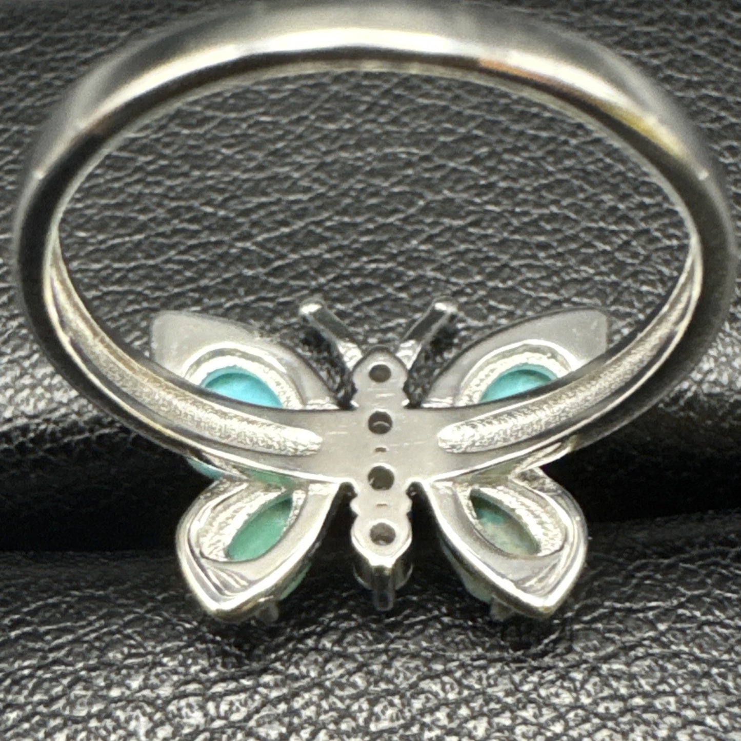 New Condition Sterling Silver Turquoise Butterfly Cz Ring Size 7