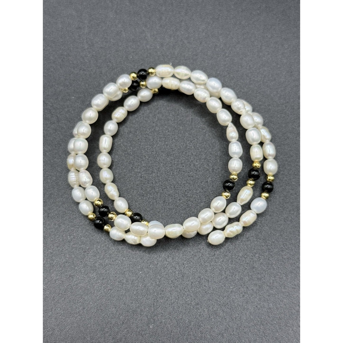18” Freshwater Pearl Onyx Bead Choker Necklace Bracelet P11