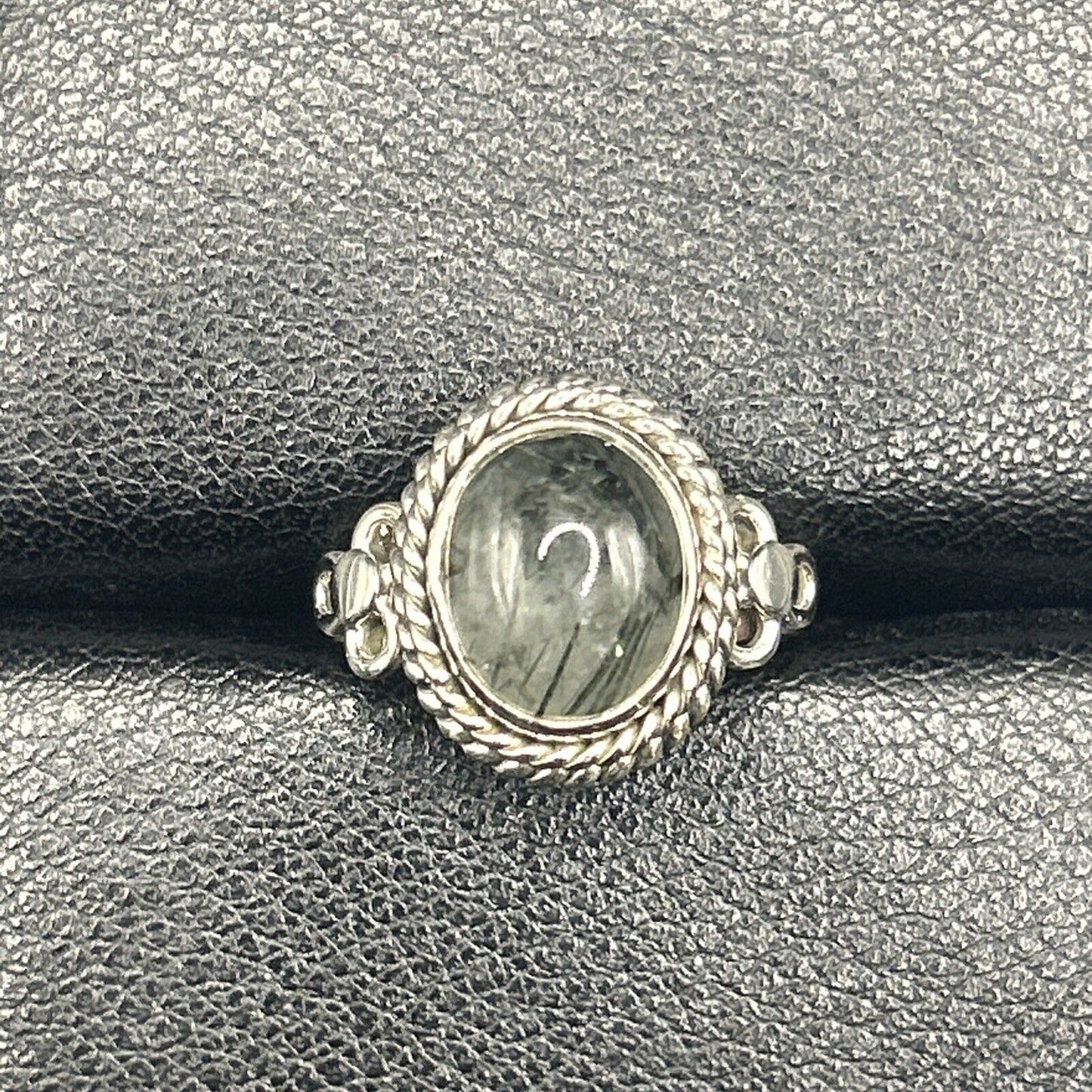 New Condition Sterling Silver Black Rutile Ring Size 7.00