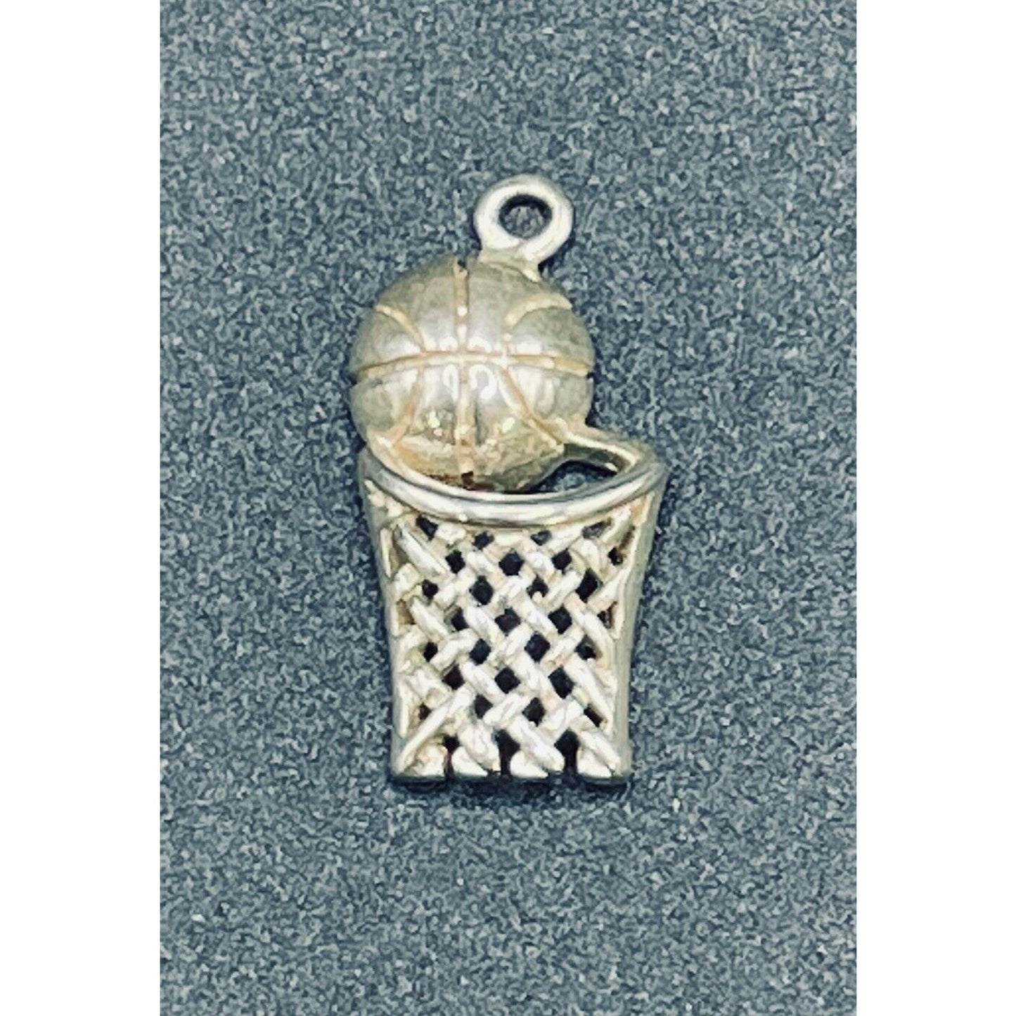 Vintage Sterling Silver Basketball And Net Charm 925 K11