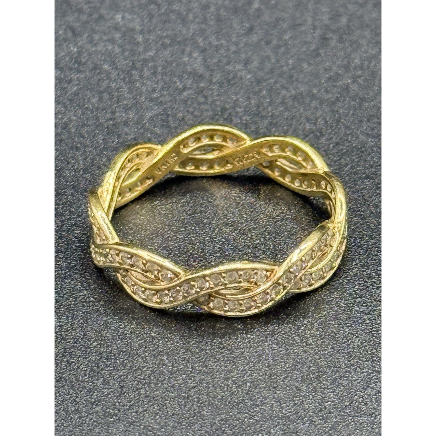 Gold Sterling Silver Cubic Zirconia Twist Ring Size 9.75 Q23