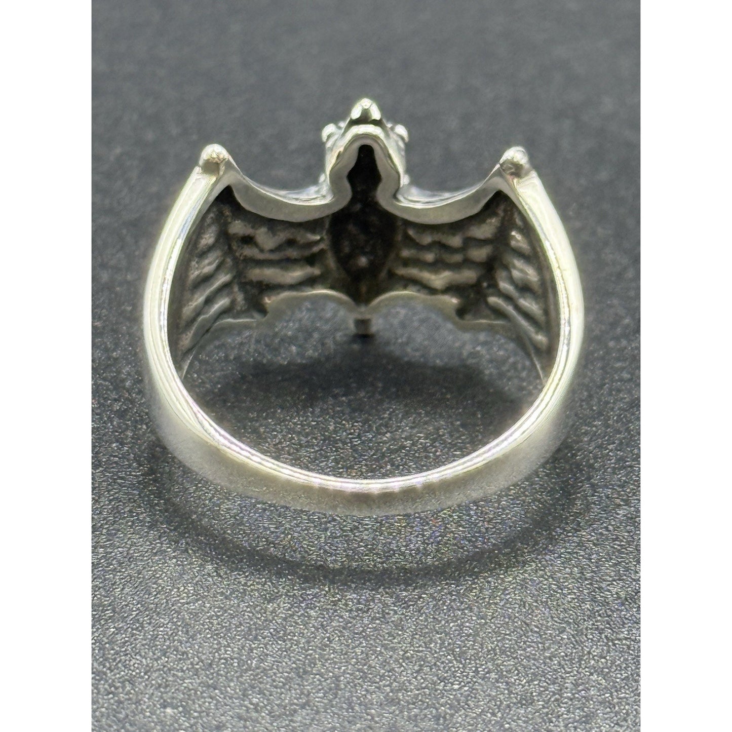 New Condition Sterling Silver Gents Bat Ring Size 10.00