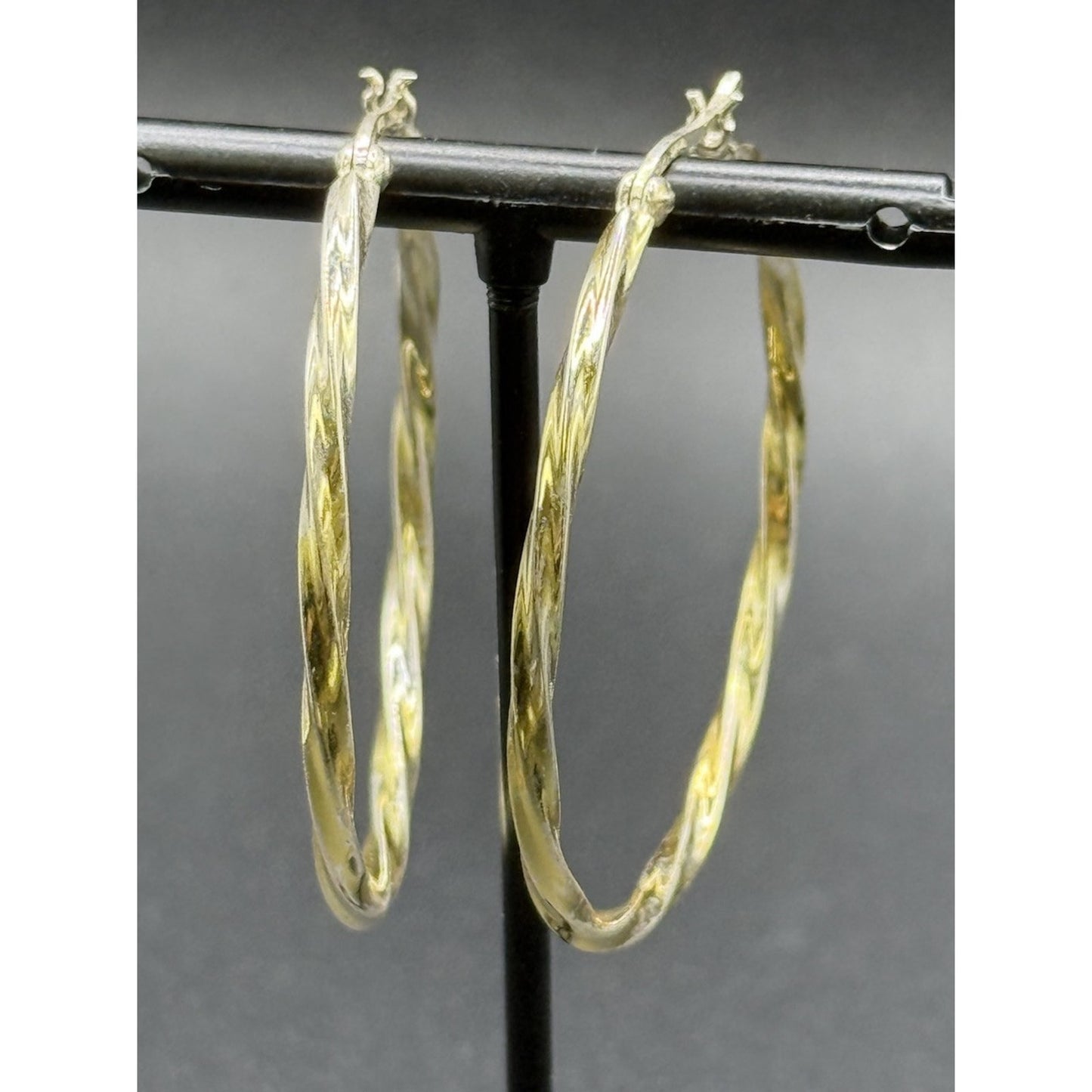 45MM Two Tone Sterling Silver Twist Hoops 925 P3