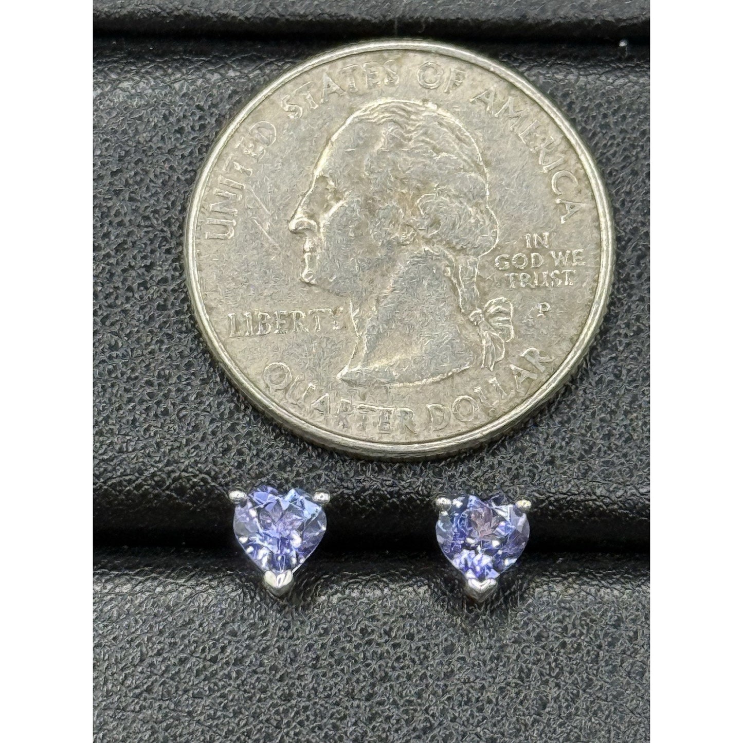 NOS JTV Sterling Silver Genuine Tanzanite Heart Studs N19