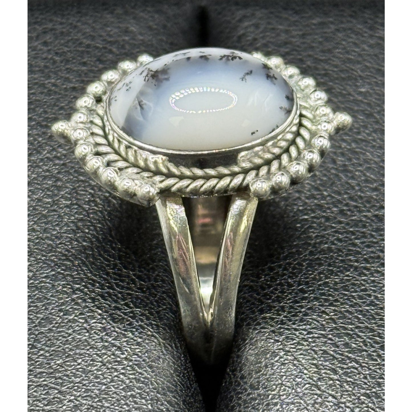 New Condition Sterling Silver Dendrite Opal Ring Size 10.00