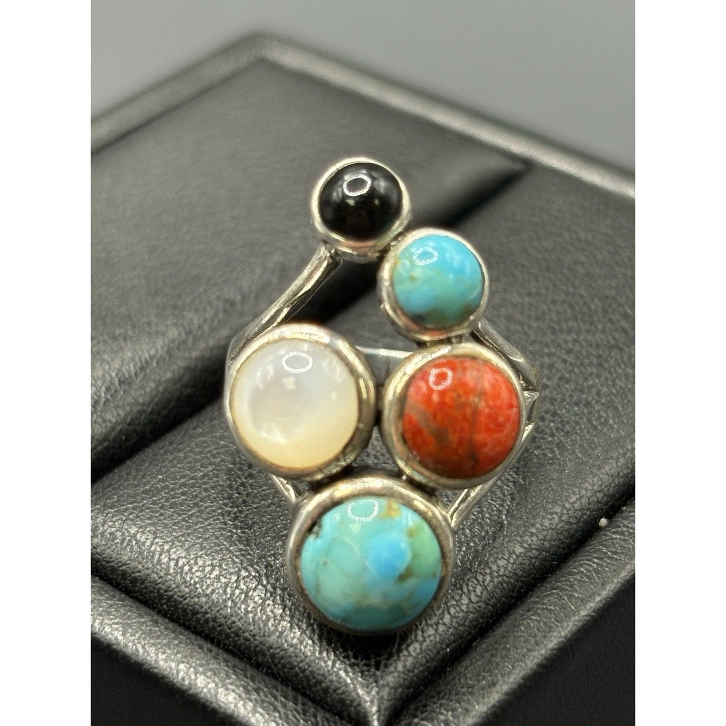 New Condition Sterling Silver Multi Gemstone Ring Size 7