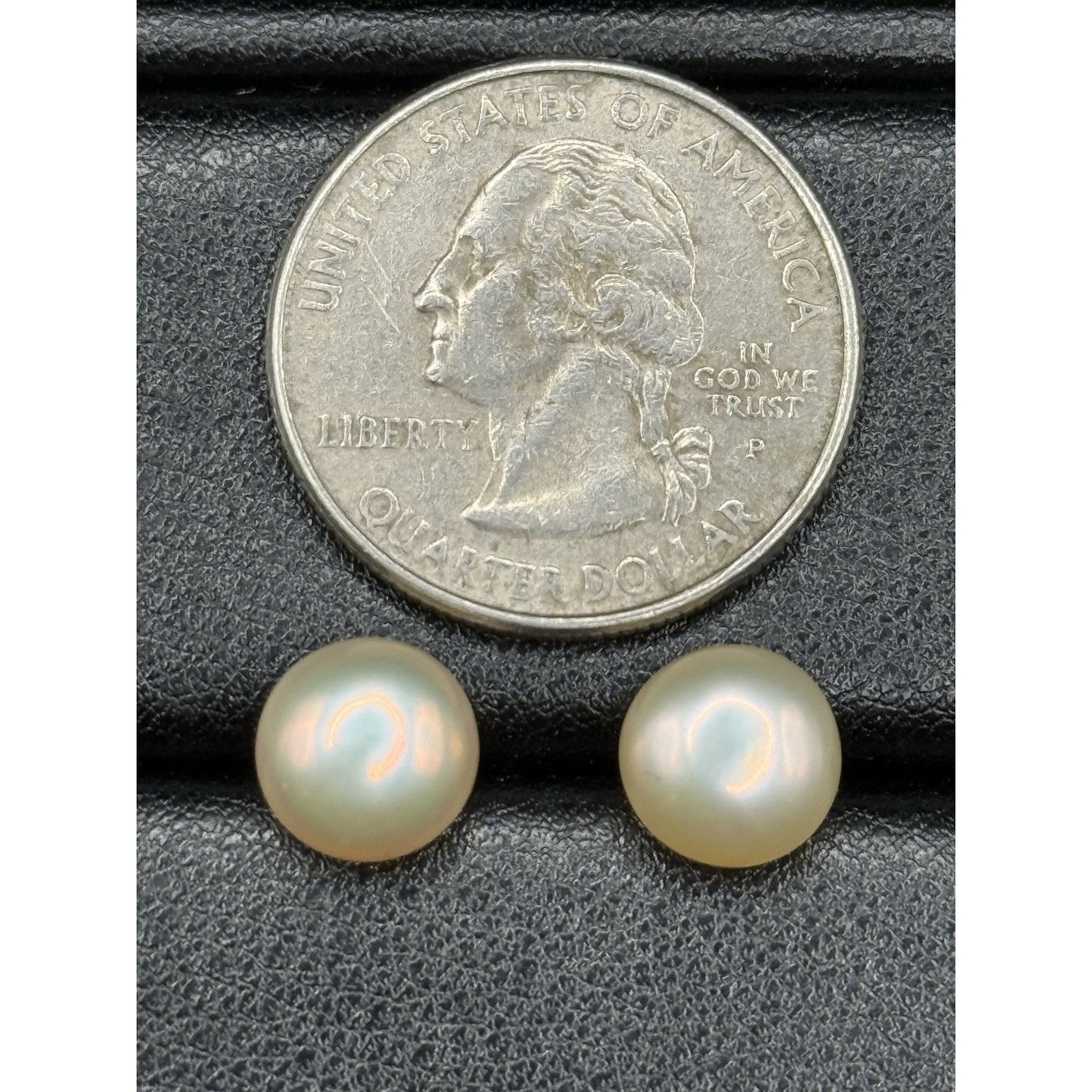 Sterling Silver 8.75MM Button Pearl Stud Earrings N19