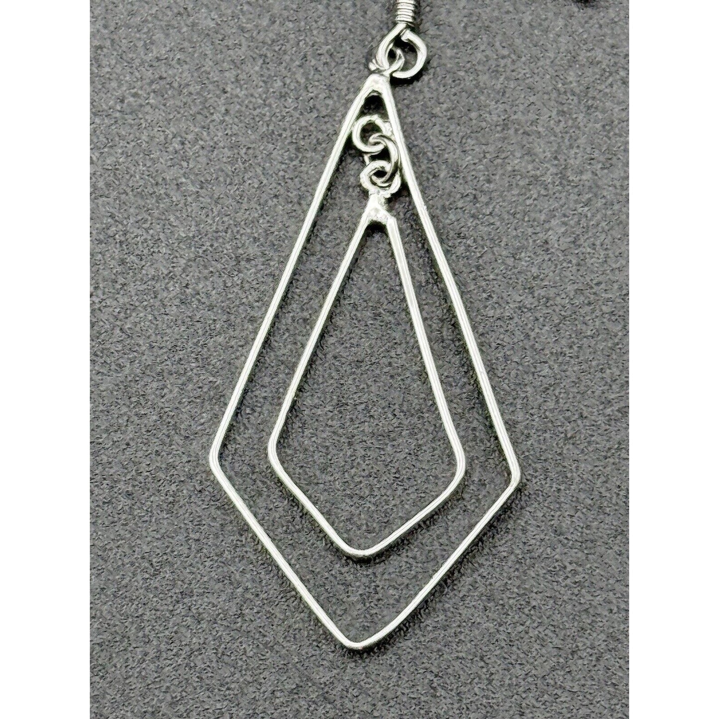 Modernist Sterling Silver 925 Double Dangle Geometric Earrings N12