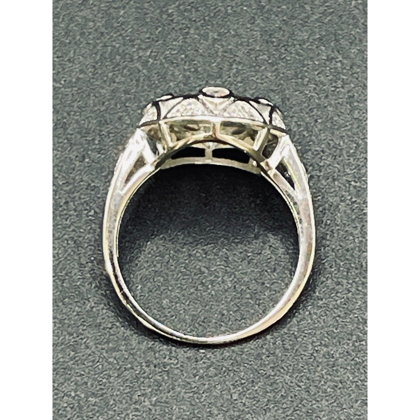 New Condition Sterling Silver Moissanite Center Art Deco Ring Size 7.00 2 Carat
