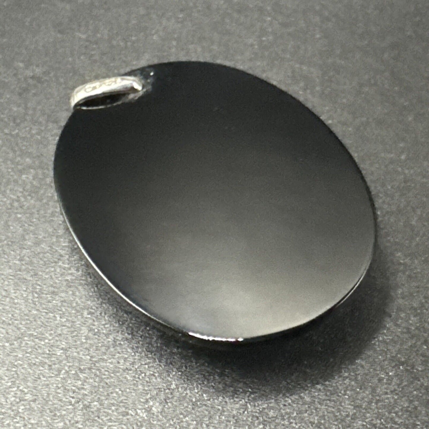 Vintage Sterling Silver Genuine Diamond Onyx Pendant 45x32mm 925 N1