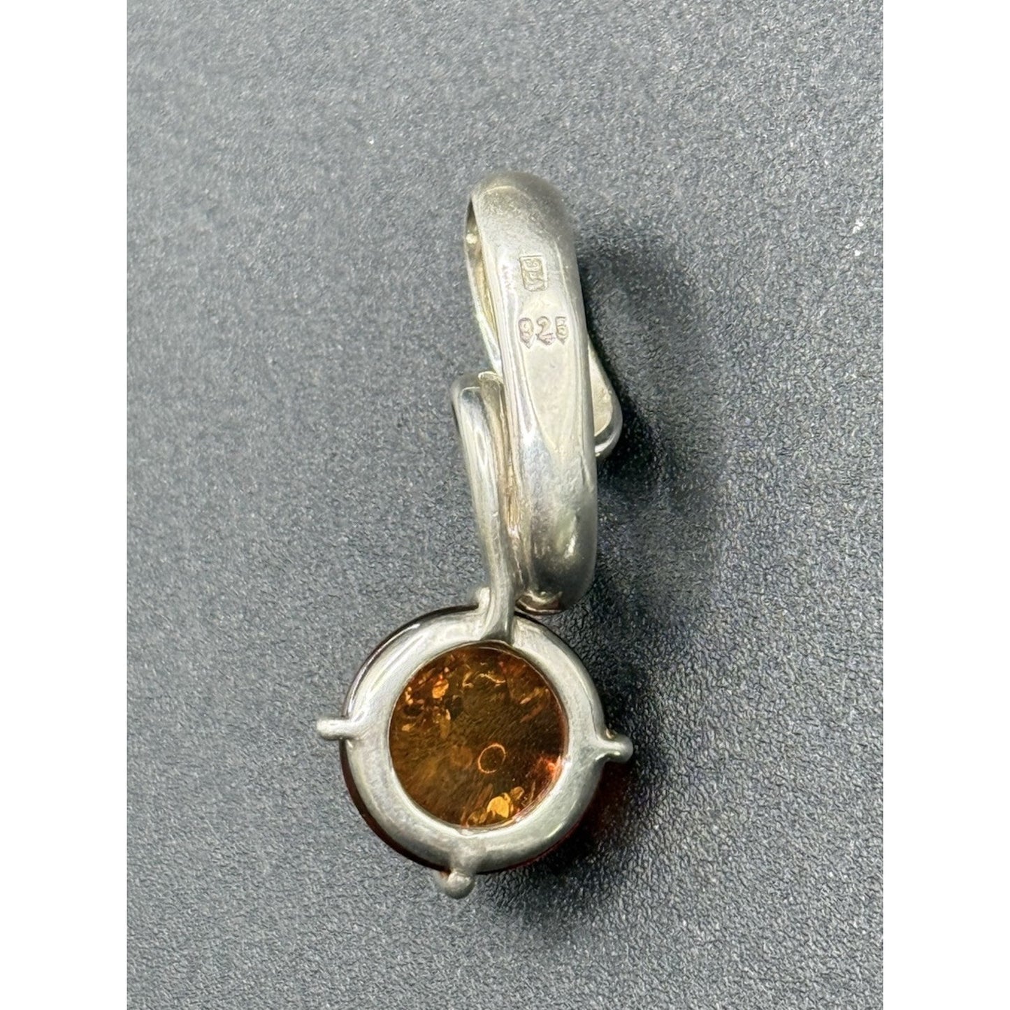 Modernist Sterling Silver Amber Pendant 925 N28