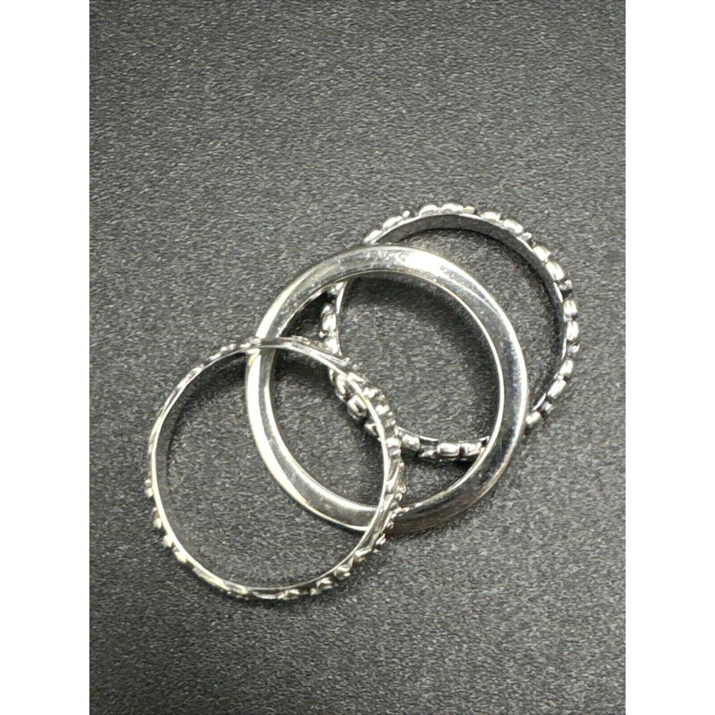 New Condition Sterling Silver Daisy Lily Valley Stacking Ring Set size 6.75