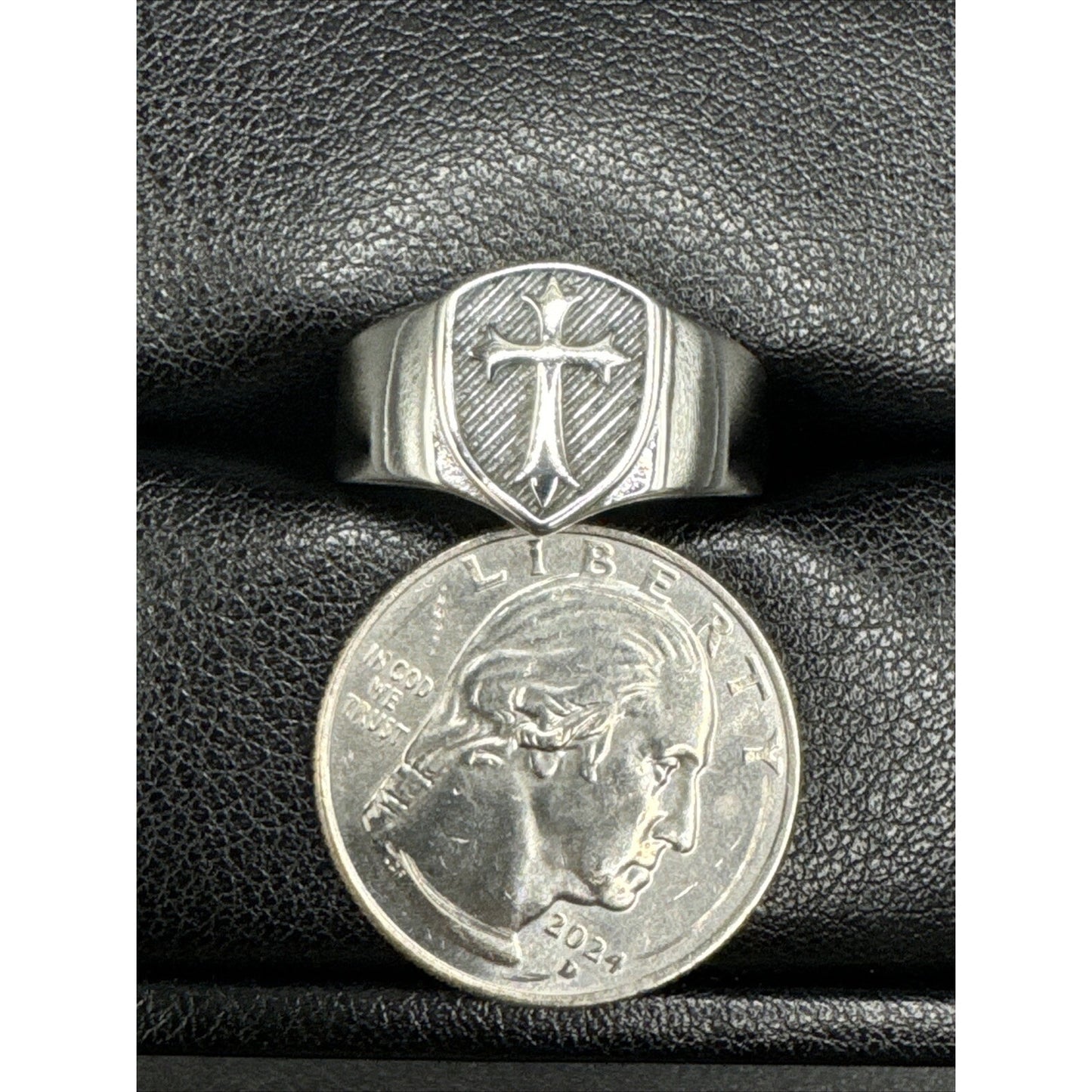 New Condition Sterling Silver Medieval Cross Ring 925 Size 10.00