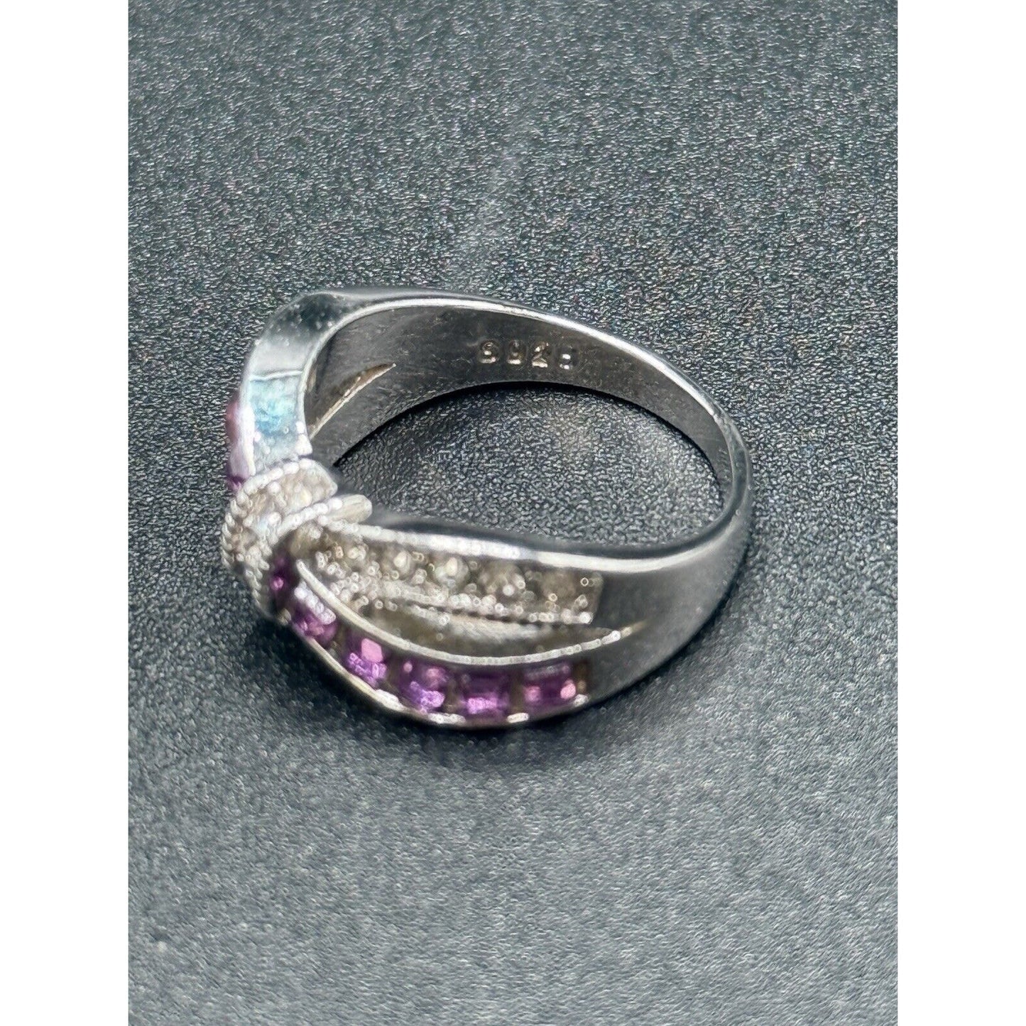 Vintage Sterling Silver Pink Cubic Zirconia Ring Size 6.25 M3
