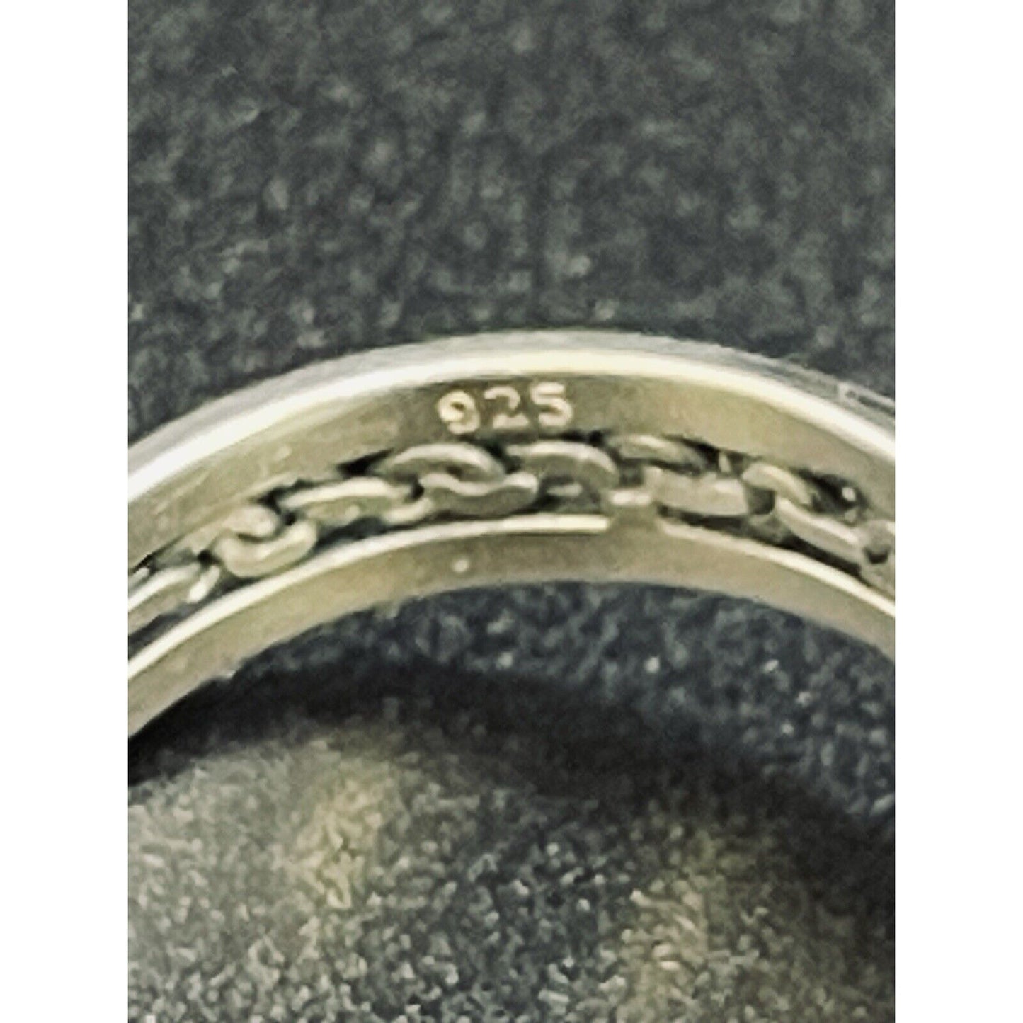 New Condition Sterling Silver Moonstone Braided Ring Size 7.00