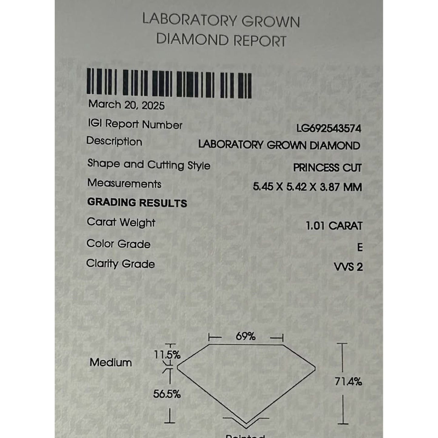 2.02 Total Weight Princess Cut Lab Grown Diamonds E Color VVS2 Clarity IGi lab Reports
