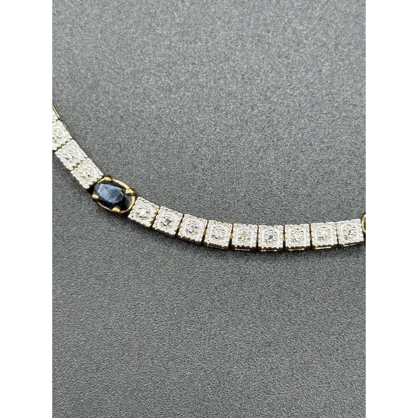7.5” Sterling Silver Two Tone Genuine Sapphire Tennis Bracelet 12 Grams P5