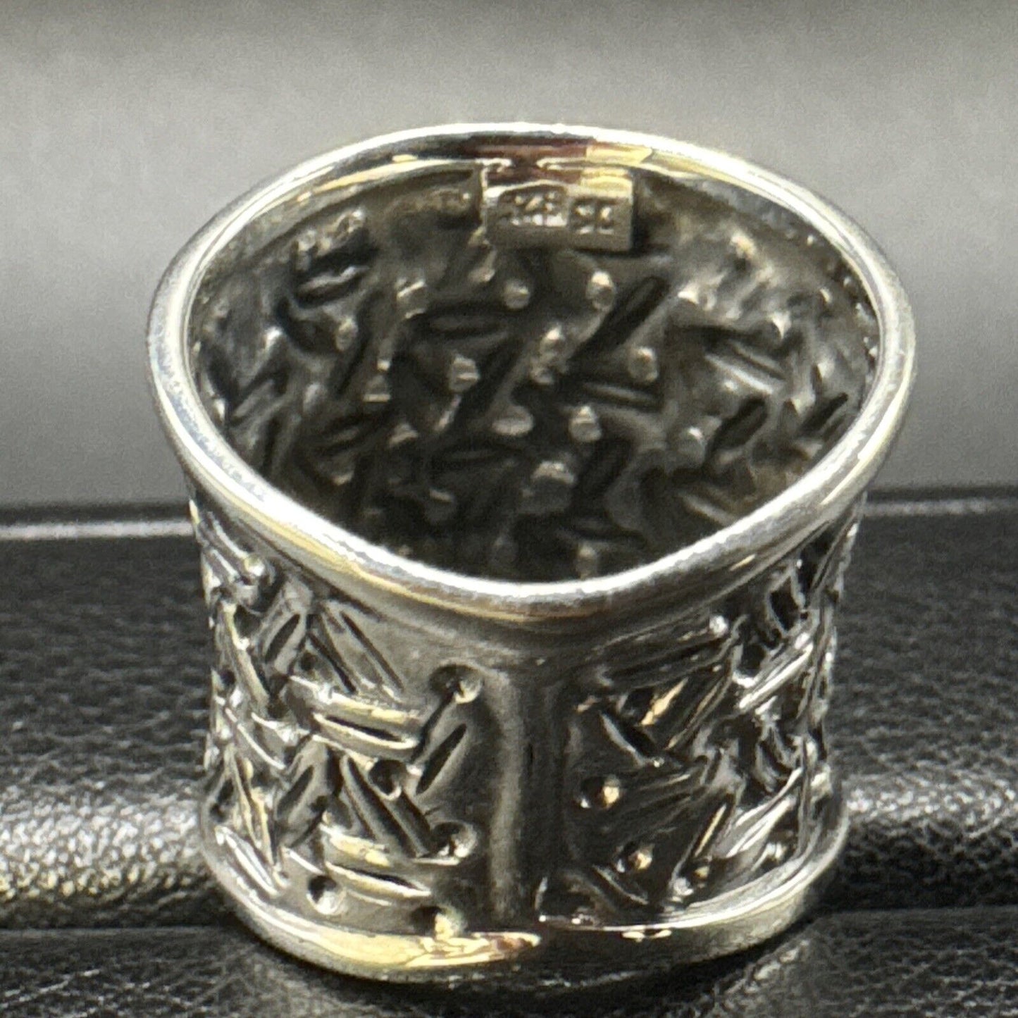 New Condition Sterling Silver Basket Weave Band Ring 925 Size 7