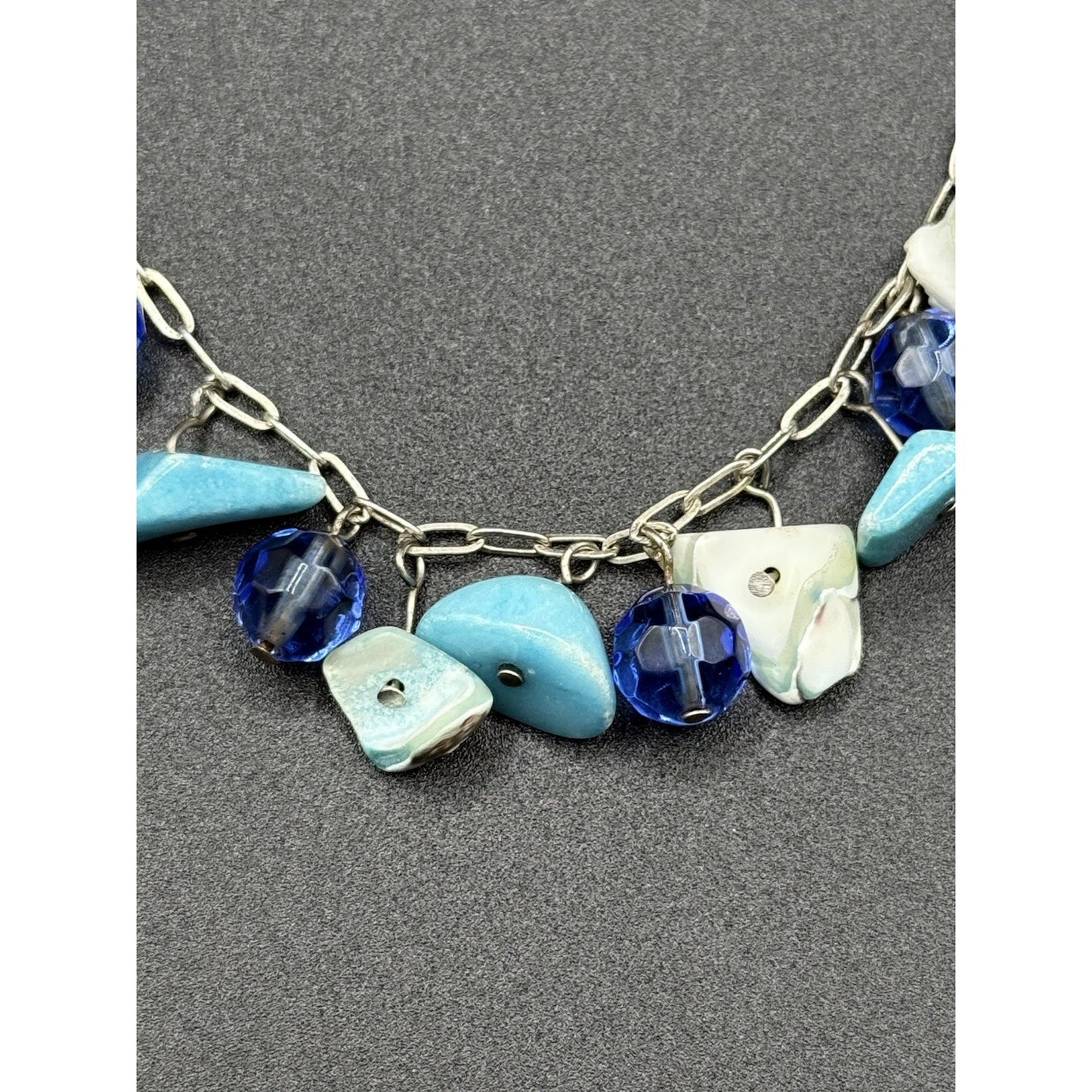 20” Sterling Silver Multi Gemstone Dangle Statement Necklace 925 N13
