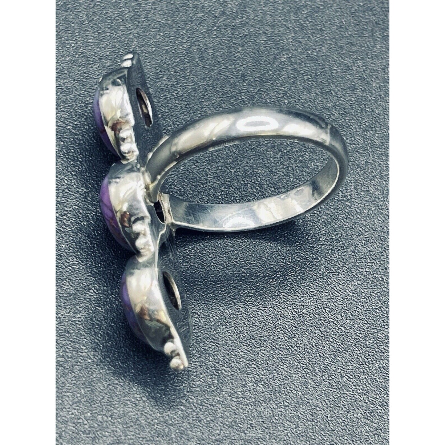 New Condition Sterling Silver Purple Copper Turquoise Ring Size 7.00