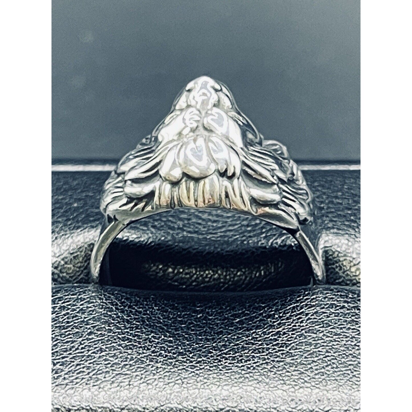 New Condition Sterling Silver Lion Head 3D Ring Size 12.50