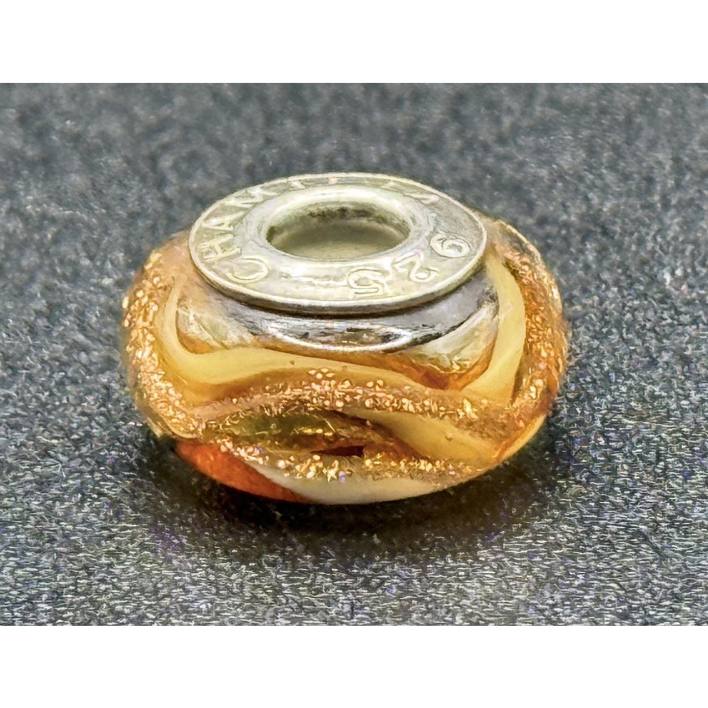 Chamilia Sterling Silver Shimmering Gold Murano Glass Charm #1 P19