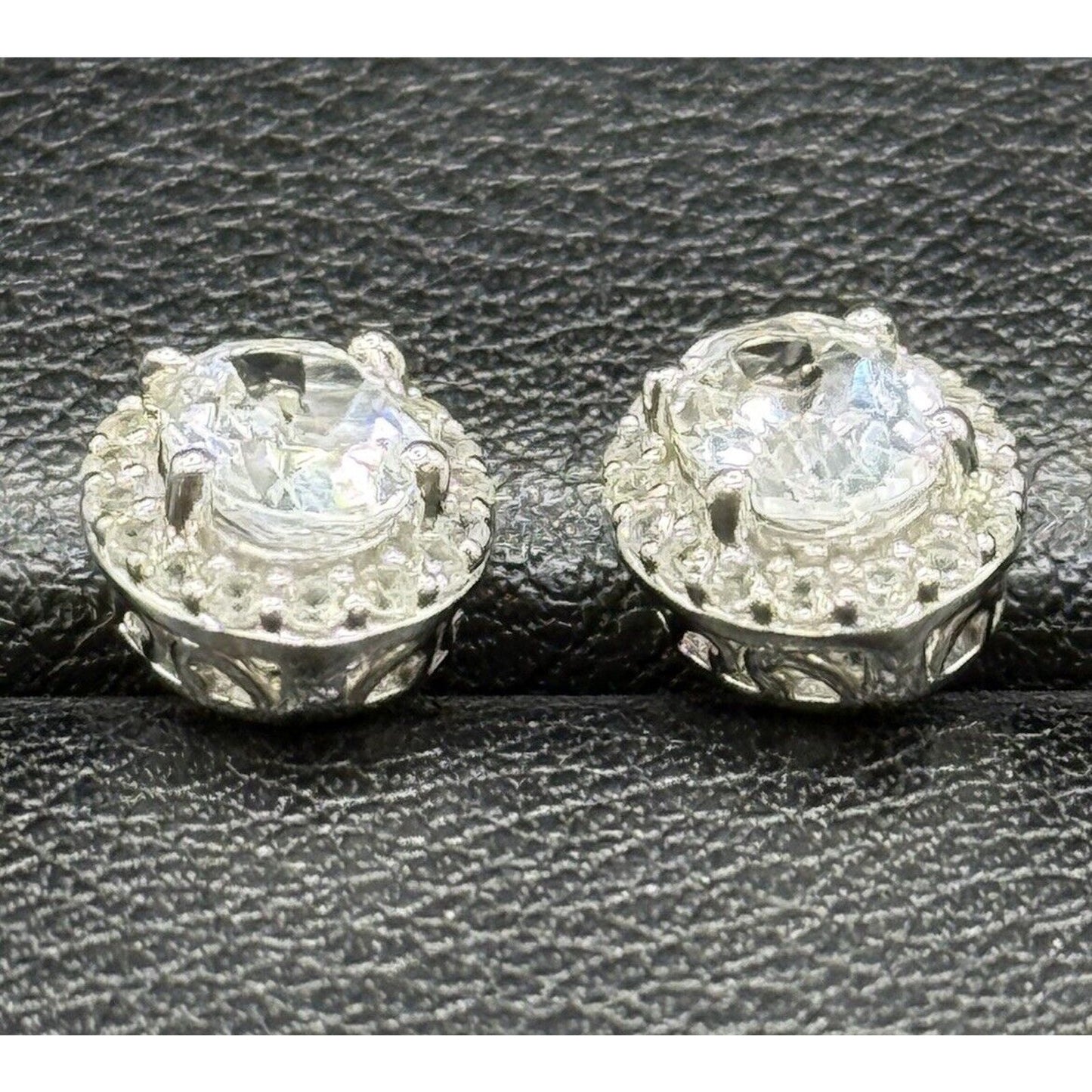 New Condition Sterling Silver Lab Created White Sapphire Earrings